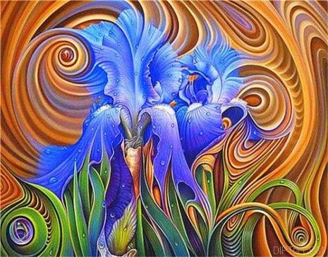 Blue Orchids Flowers 5D Full Drill Diamond Painting