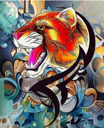 Abstract Roaring Tiger 5D Full Drill Diamond Painting