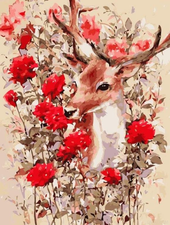 Deer And Red Rose .jpg