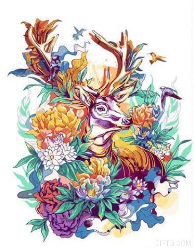 Flower Deer Canvas .jpg