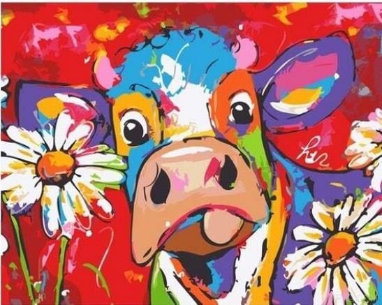 Cows and Flowers Front Face Diamond Painting