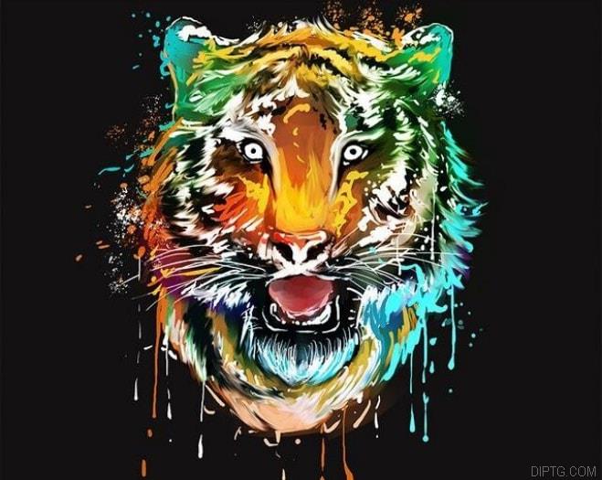 Colorful Tiger Head 5D Full Drill Diamond Painting