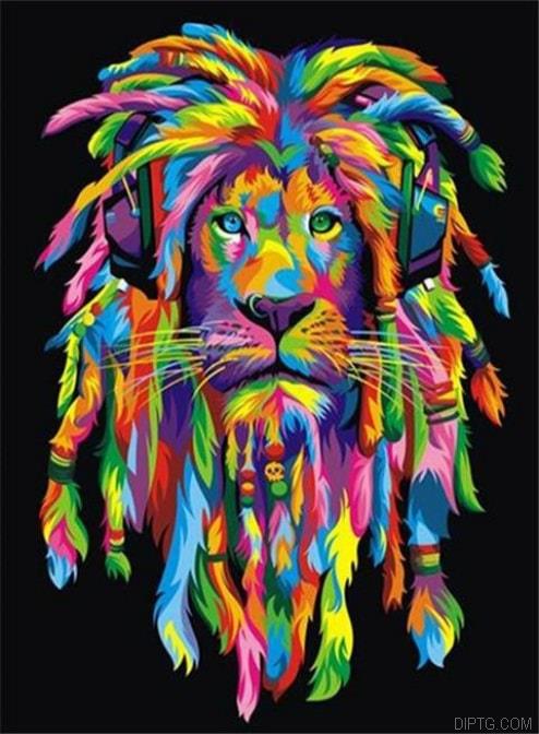 Boho Colourful Lion Painting 5D Full Drill Diamond Painting