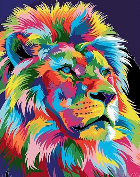 Colorful Abstract Lion 5d Full Drill Diamond Painting