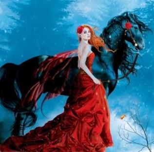 Witch Princess with Black Horse Diamond Painting