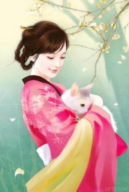 Asian Girl And Her Cat.jpg