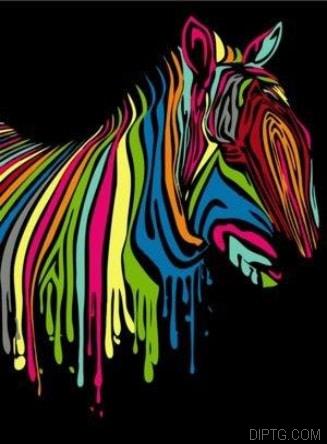 Abstract Colored Zebra Horse 5D Full Drill Diamond Painting
