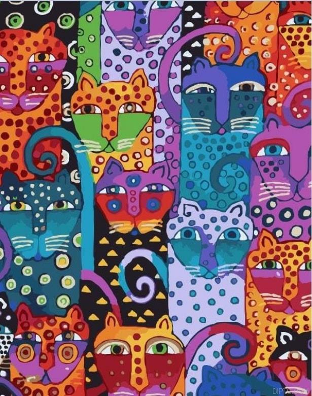 Abstract Cats Heads 5D Full Drill Diamond Painting