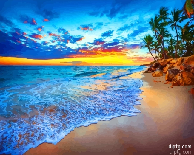 Tropical Island Beach Sunset Painting By Numbers Kits.png