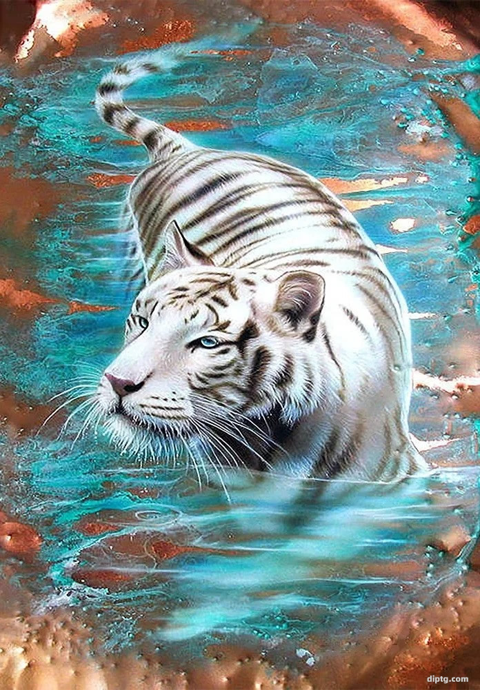 White Tiger 5d Full Drill Diamond Painting