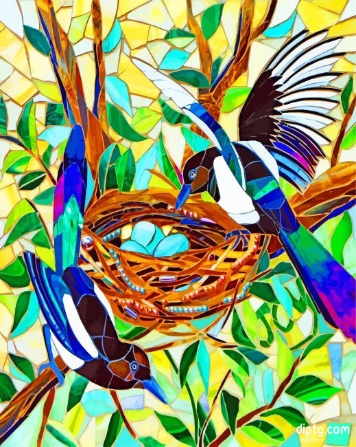 Msaic Magpie Birds Painting By Numbers Kits.jpg