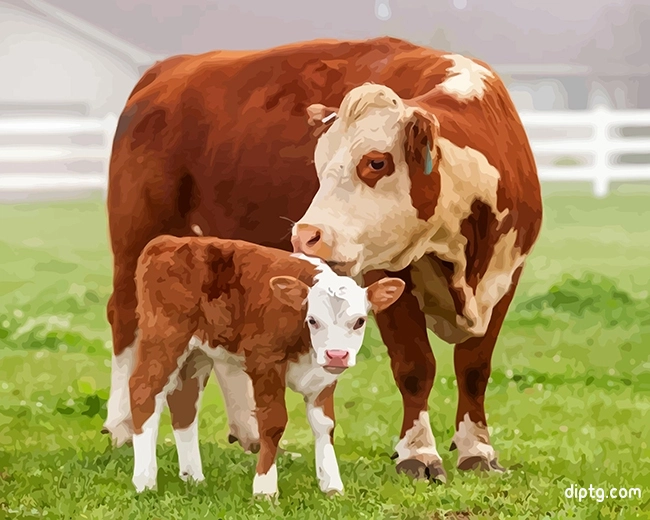 White And Brown Cows Painting By Numbers Kits.jpg