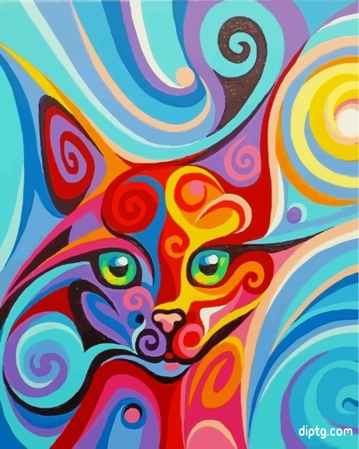 Abstract Colorful Cat Painting By Numbers Kits.jpg