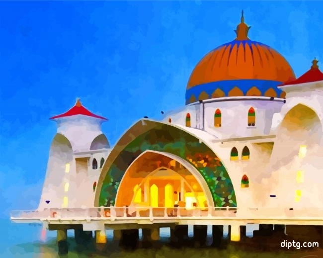 Malaysia Maleka Straits Mosque Painting By Numbers Kits.jpg