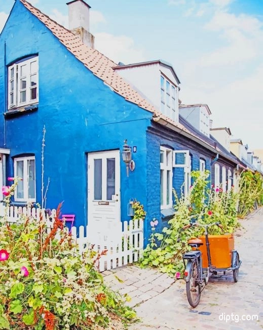 Aarhus Blue House Painting By Numbers Kits.jpg