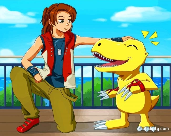 Masaru And Agumon Painting By Numbers Kits.jpg