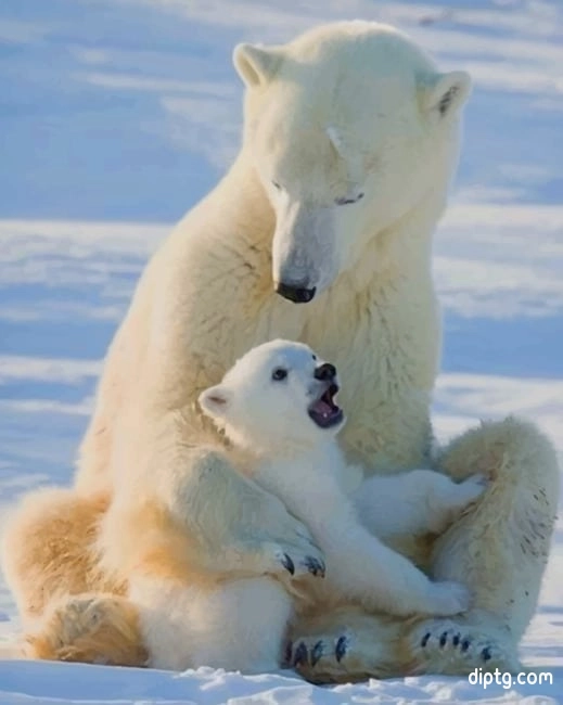 Mom And Baby Polar Bear Painting By Numbers Kits.jpg