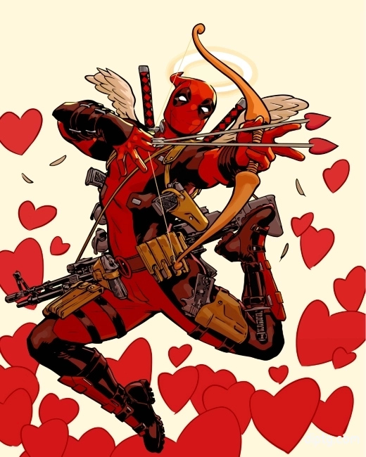 Deadpool In Love Painting By Numbers Kits.jpg