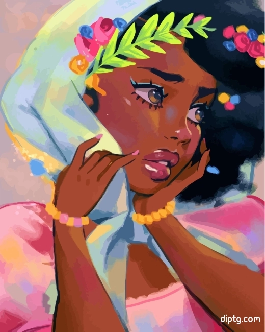 Beautiful Black Lady Painting By Numbers Kits.jpg