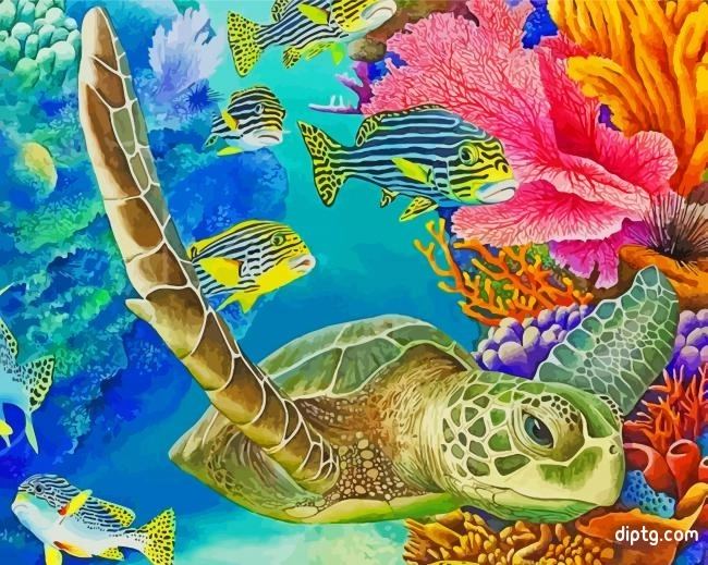 Sea Turtle Underwater Painting By Numbers Kits.jpg