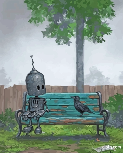 Robot And His New Friend Painting By Numbers Kits.jpg