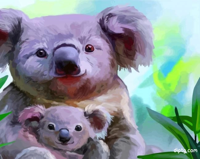 Cute Koala With Baby Painting By Numbers Kits.jpg