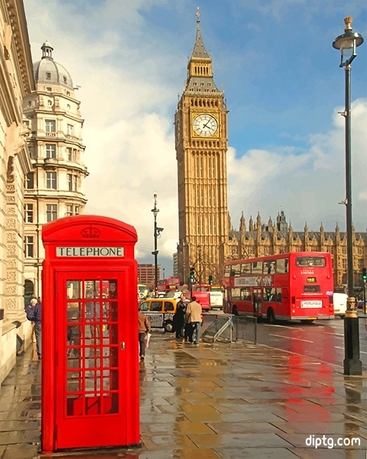 London Phone Box With Big Ben Painting By Numbers Kits.jpg