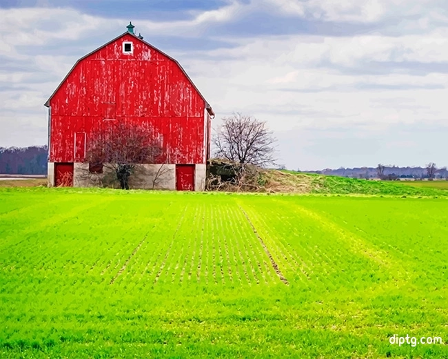 Barn Green Field Painting By Numbers Kits.jpg