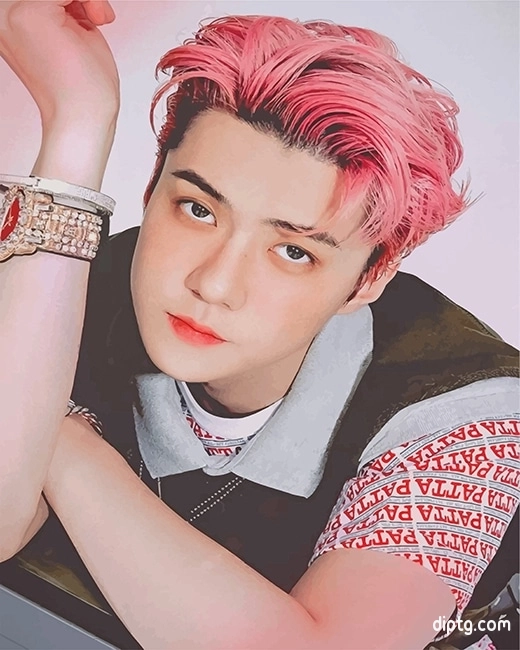 Sehun Pink Hair Painting By Numbers Kits.jpg