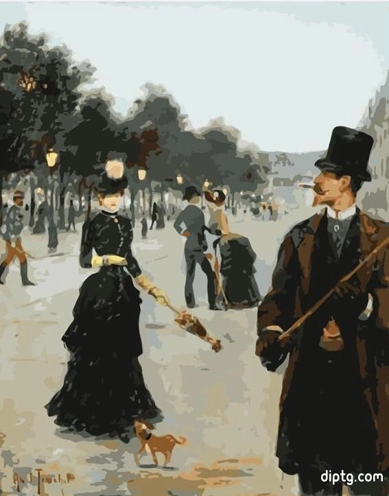 Elegants Wandering In Paris Louis Abel Painting By Numbers Kits.jpg
