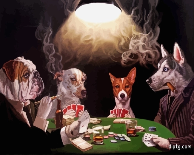 Gambling Dogs Playing Painting By Numbers Kits.jpg