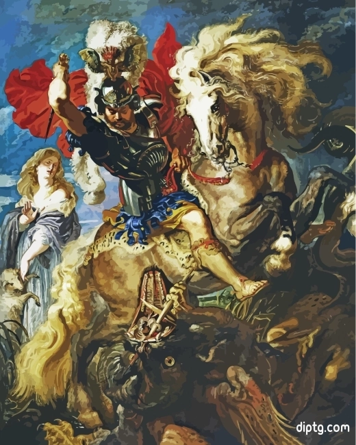 Saint George And The Dragon Painting By Numbers Kits.jpg