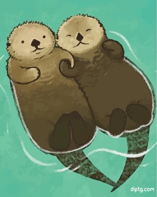Beavers Holding Hands Painting By Numbers Kits.jpg