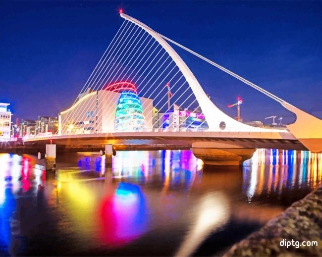 Cable Stayed Bridge Dublin At Night Painting By Numbers Kits.jpg
