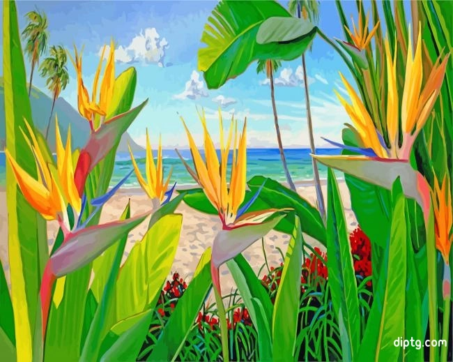 Bird Of Paradise Crane Flower Painting By Numbers Kits.jpg
