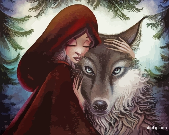 Little Red Riding With Wolf Painting By Numbers Kits.jpg