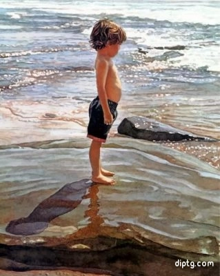 Little Boy On The Beach Steve Hanks Painting By Numbers Kits.jpg