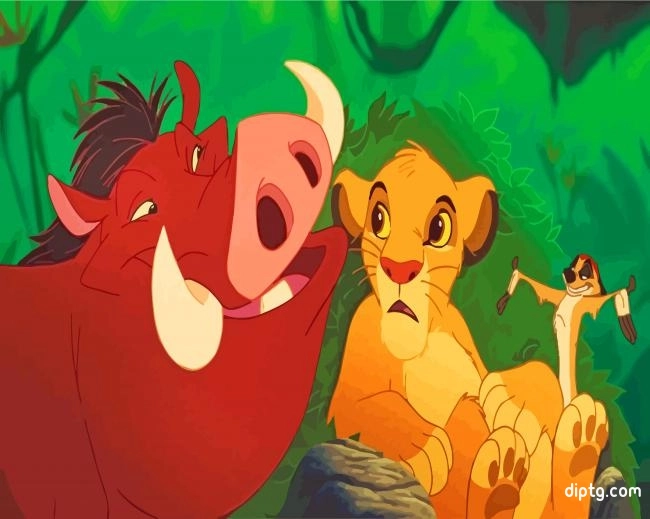 Timon Pumbaa And Lion Painting By Numbers Kits.jpg
