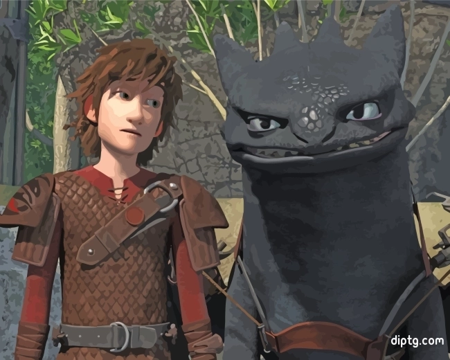 Toothless Dragon And Hiccup Painting By Numbers Kits.jpg