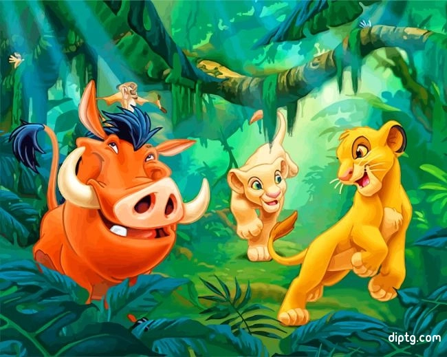 Disney Simba Nala Timon Pumbaa Painting By Numbers Kits.jpg