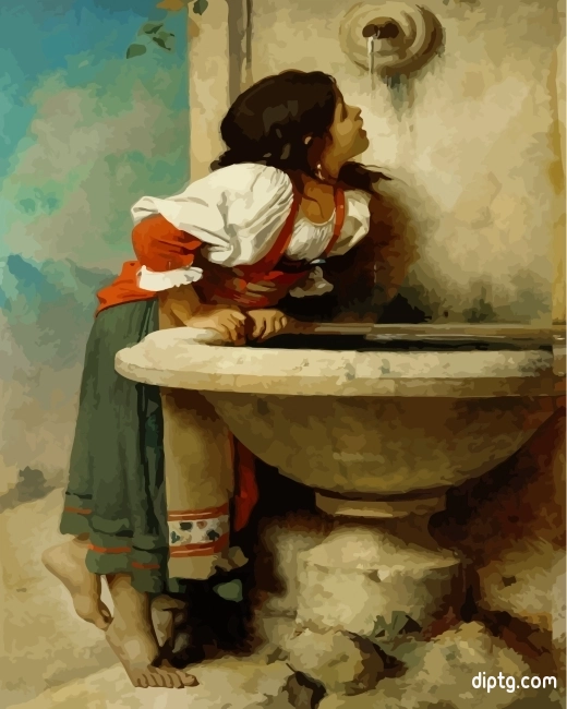 Leon Bonnat Roman Girl At A Fountain Painting By Numbers Kits.jpg