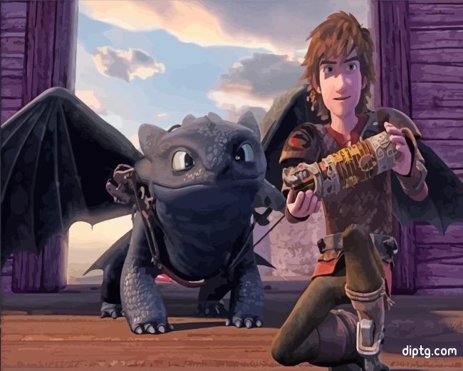 Toothless And Hiccup Horrendous Haddock Painting By Numbers Kits.jpg