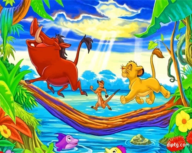 Lion King Baby Simba And Friends Painting By Numbers Kits.jpg