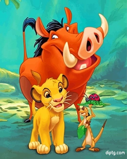 Simba Timon And Pumbaa Lion King Painting By Numbers Kits.jpg