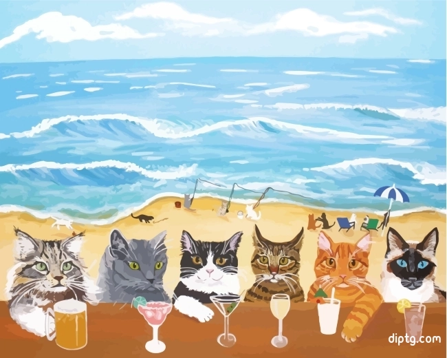 Cats In Beach Painting By Numbers Kits.jpg