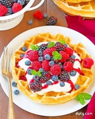 Belgian Waffle With Fruits Painting By Numbers Kits.jpg