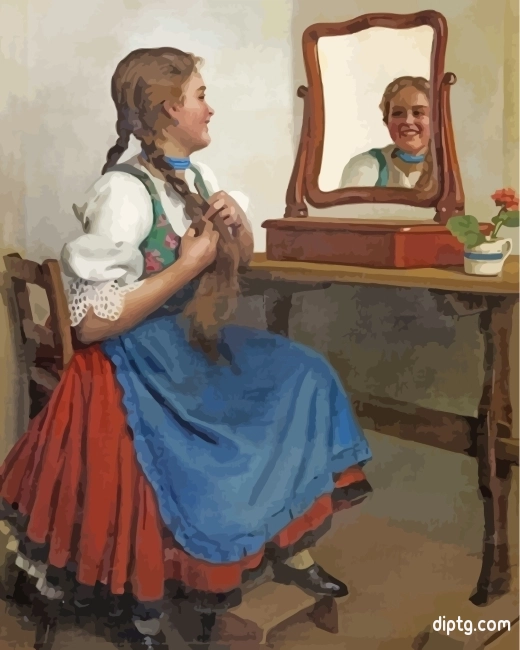 Girl Looking At The Mirror Painting By Numbers Kits.jpg