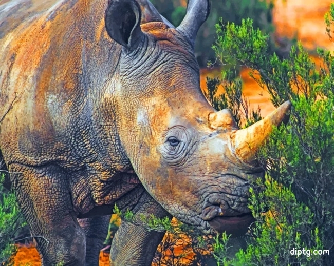 Wild Brown Rhinoceros Painting By Numbers Kits.jpg