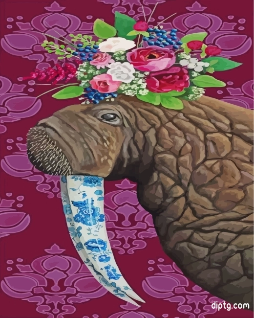 Floral Walrus Painting By Numbers Kits.jpg