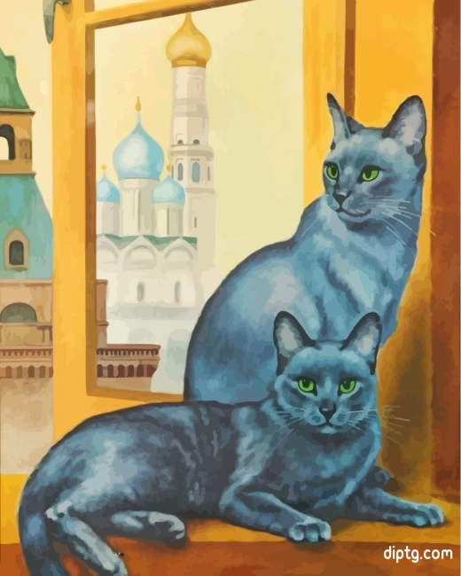 Cute Russian Blue Cats Painting By Numbers Kits.jpg